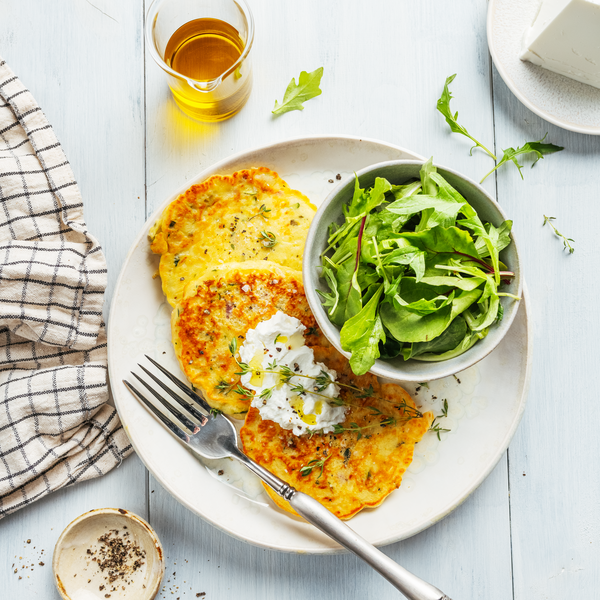 Zucchini-Pancakes mit Ziegenkäse